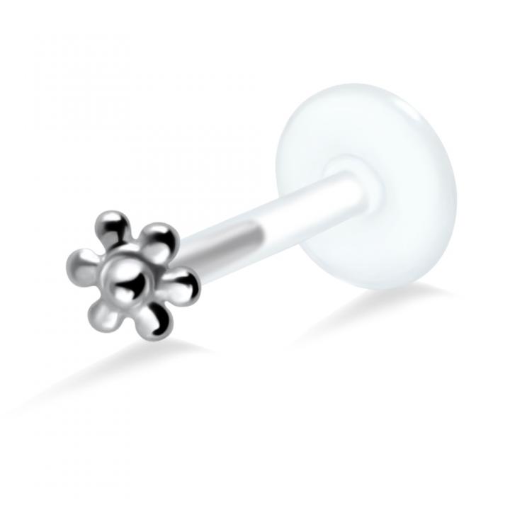 PTFE Tragus Labret Blume silber schwarz goldfarbig roségoldfarbig