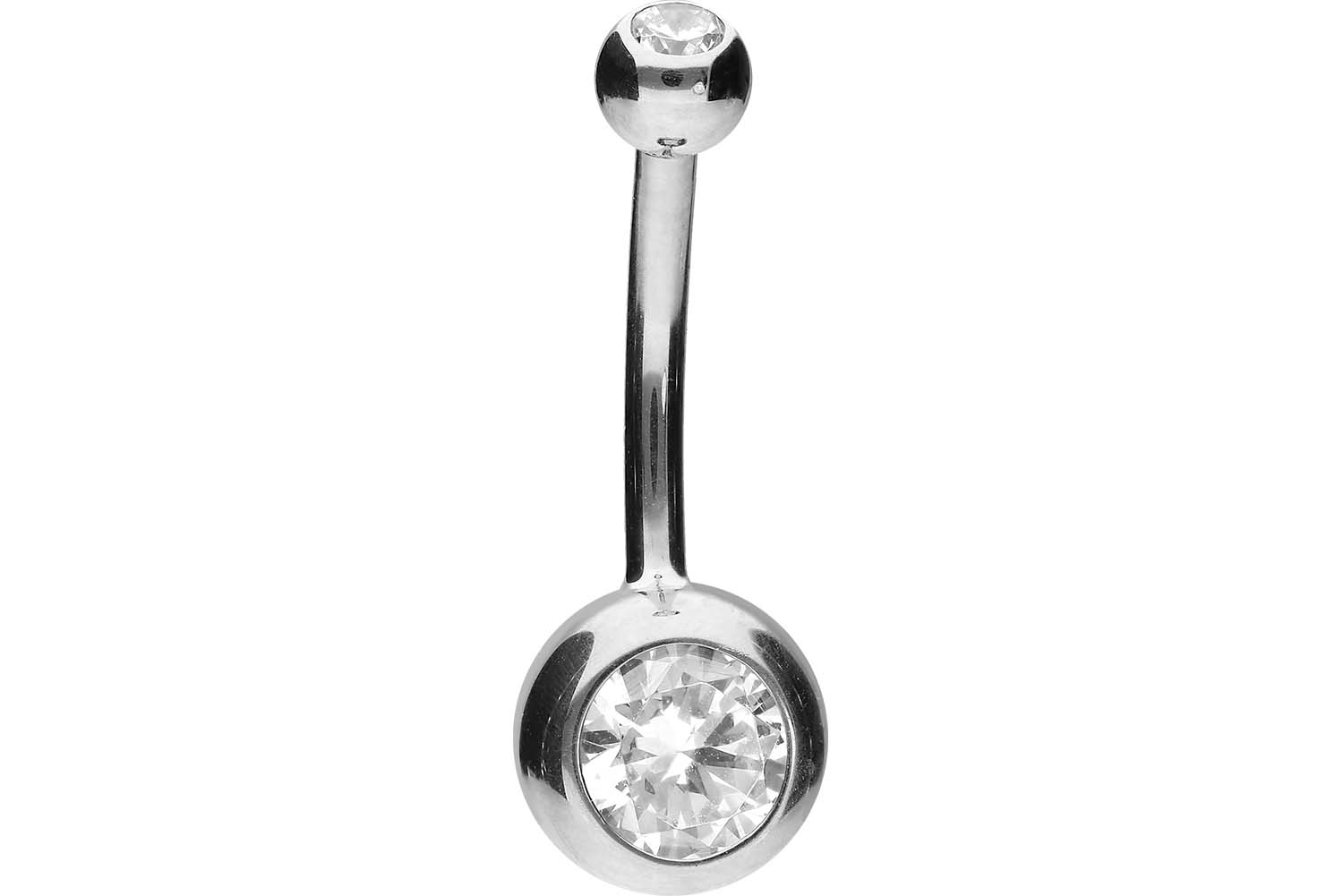🦚 Bauchnabelpiercing 18karat Gold zwei Kristalle Weissgold 🦚 Bauchnabelpiercing 18karat Gold zwei Kristalle Weissgold