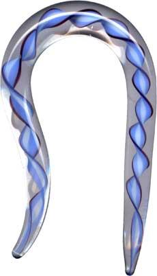 p3871_3 Piercing Dehnungssichel aus Glas Tribal Hook blau Expander Claw