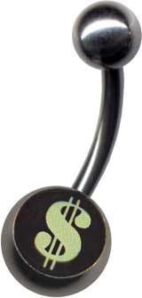 p1496_4 Bauchnabelpiercing Dollar Bananenstecker Stahl Schmuck