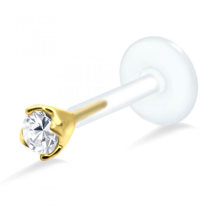 PTFE Tragus Labret Kristallblume silber schwarz goldfarbig roségoldfarbig