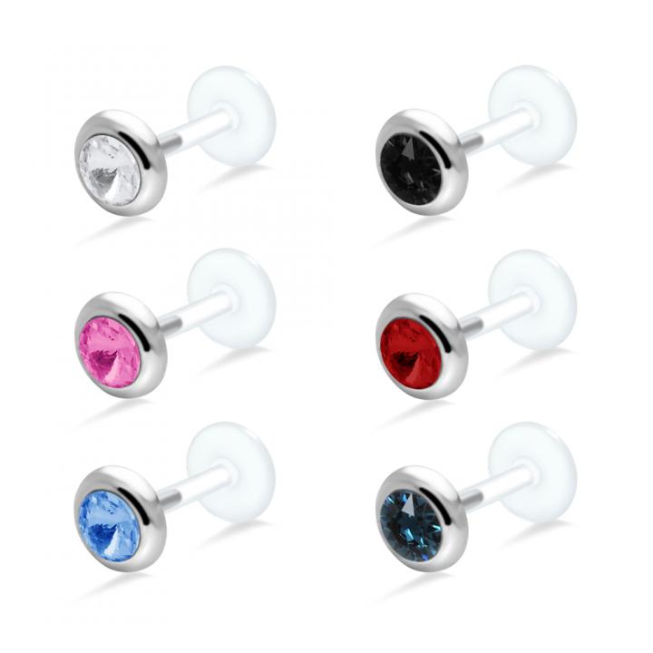 PTFE Tragus Labret 5mm-Kristall mit wählbarer Kristallfarbe