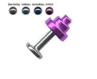 p2244_5 Piercing Labret Stecker Hantel farbiges Titan anodisiert 1,2 u 1,6 mm