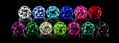 Barbell Piercing Epoxy Multi Kristalle Stahl 13 Farben Hantel