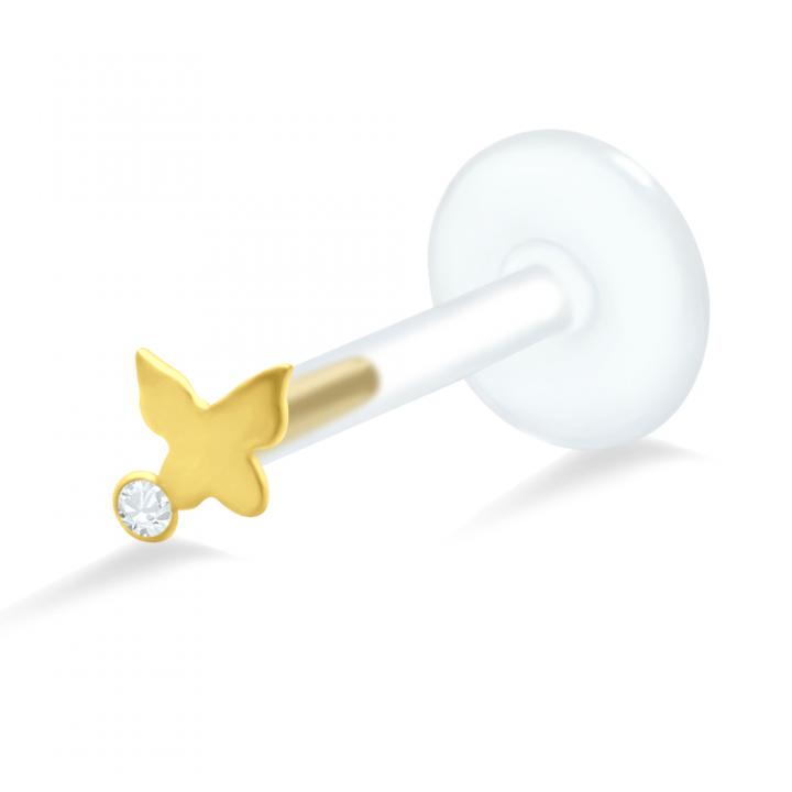 PTFE Tragus Labret Schmetterling II silber schwarz goldfarbig roségoldfarbig