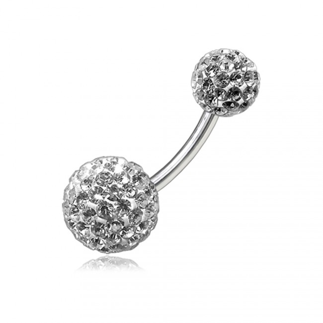 Bauchnabelpiercing Crystal 6mm + 9mm Multi Kristall Kugeln Banane