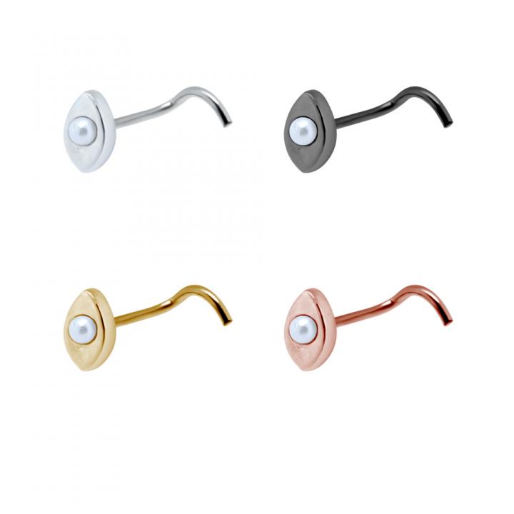 Nasenstecker Spirale Silber Perle silberfarbig schwarz goldfarbig roségoldfarbig