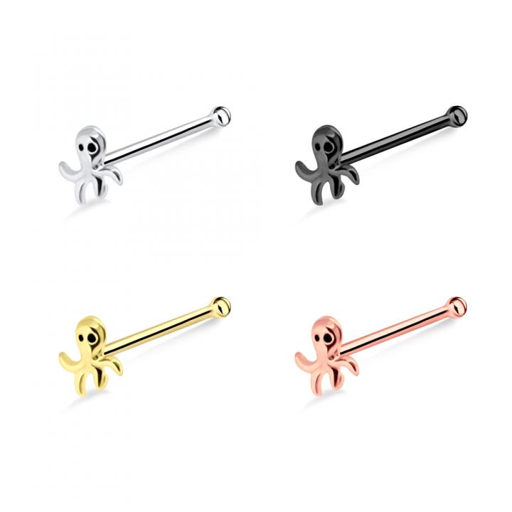 Nasenstecker Pin Tintenfisch Silber silberfarbig schwarz goldfarbig roségoldfarbig