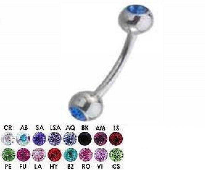 Piercing Banane Swarovski Kristall Kugeln 11 Farben Titan   1.2/1.6