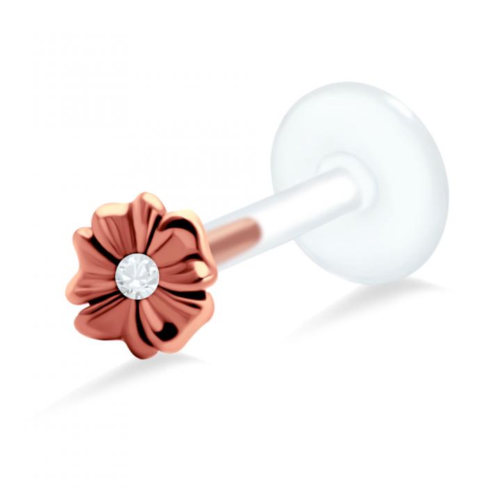 PTFE Tragus Labret Blume silber schwarz goldfarbig roségoldfarbig