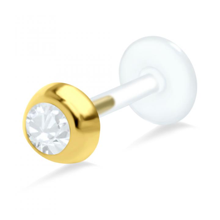 PTFE Tragus Labret Kristalldesign silber schwarz goldfarbig roségoldfarbig