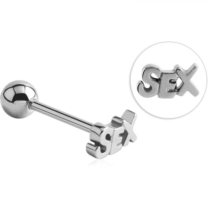 🦚 Zungenpiercing Barbell mit SEX Motiv Stahl Hantel 1,6mm 🦚 Zungenpiercing Barbell mit SEX Motiv Stahl Hantel 1,6mm