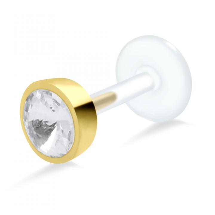 PTFE Tragus Labret großer Kristall silber schwarz goldfarbig roségoldfarbig