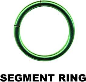 17005 Segmentring Grün 1.2 und 1.6 mm farbiger Stahl Piercing Ring