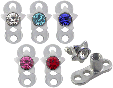 der016 Dermal Anchor Microdermal Titan G23 mit 3mm-Kristallstern