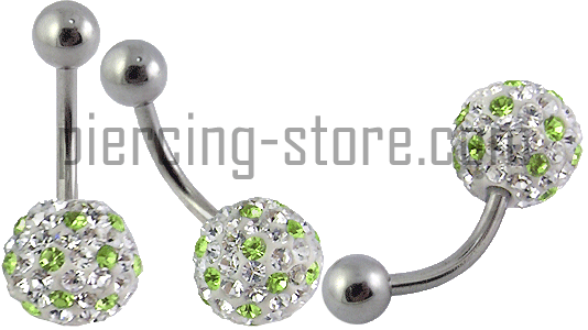 Bauchnabelpiercing Multi Kristall Klar/Hellgrün Stahl Banane
