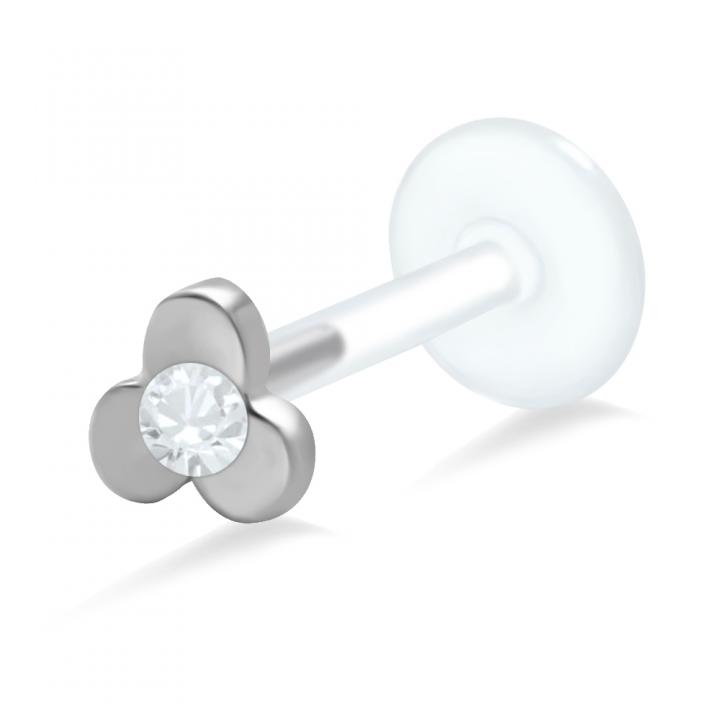 PTFE Tragus Labret Kristallblume silber schwarz goldfarbig roségoldfarbig