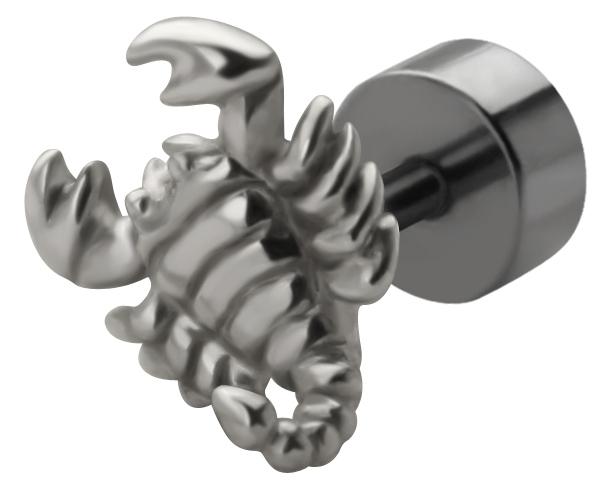 ssfp-17_kopie Stahl Piercing Kugel Skorpion Motiv Verschluss 1.2mm Schraubkugel