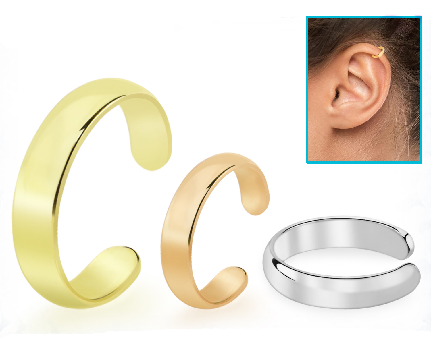 Ohrklemme Ear Cuff aus Silber silberfarbig goldfarbig roségoldfarbig Ohrklemme Ear Cuff aus Silber silberfarbig goldfarbig roségoldfarbig