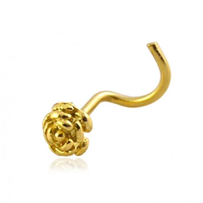 14karat Echtgold Nasenstecker Spirale Nasenpiercing Gelbgold Rose