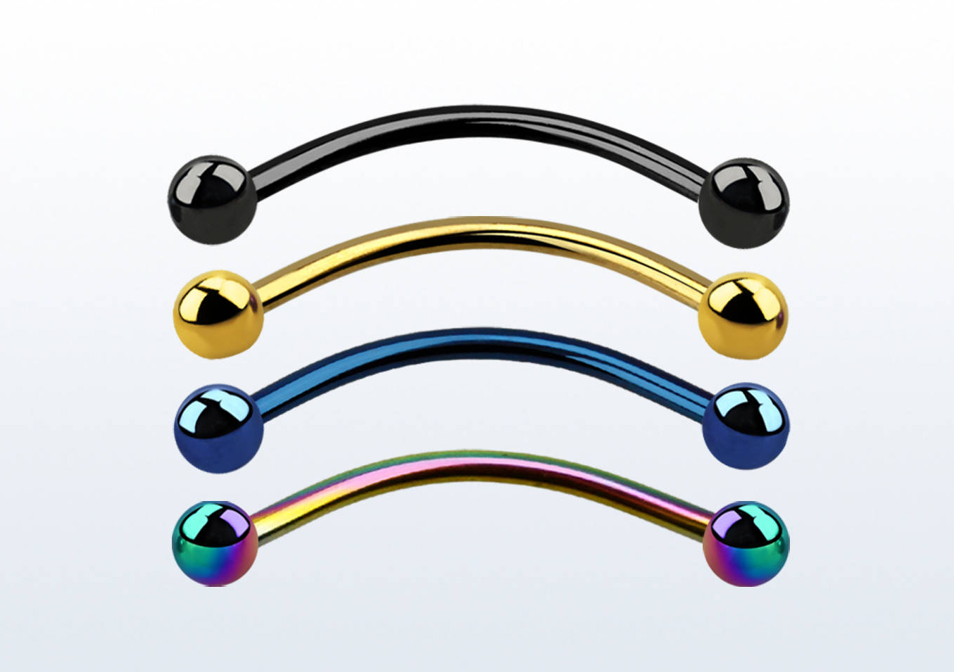 Snake Eyes Piercing Banane goldfarbig dunkelblau schwarz regenbogen mit 3mm-Kugeln