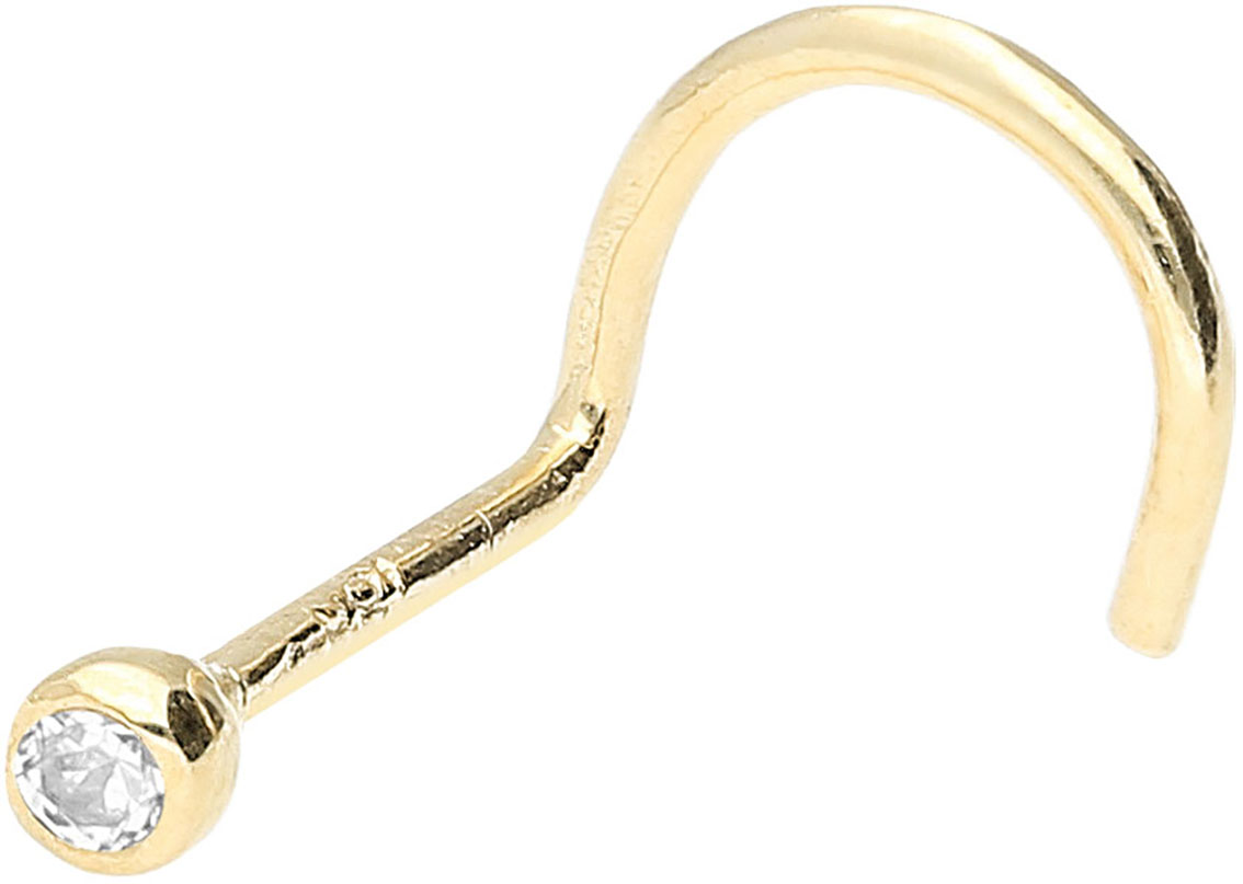 18Karat Echtgold Gelbgold Nasenstecker mit 1.6mm-Kristall