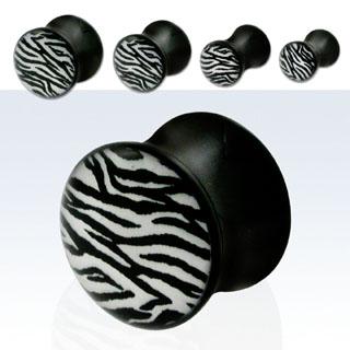 Ohr Piercing Plug Zebra Muster Schwarz/Weiß Acryl