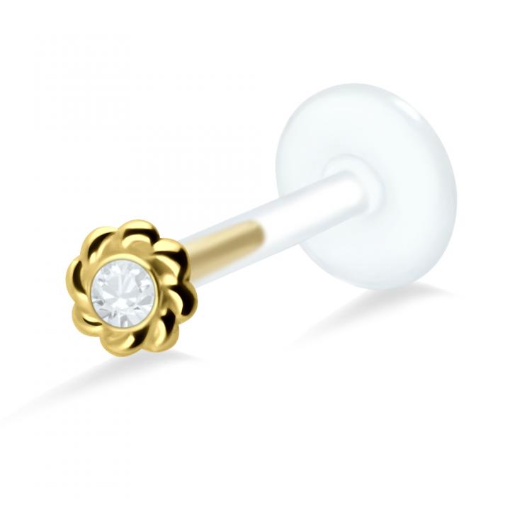 PTFE Tragus Labret Blüte silber schwarz goldfarbig roségoldfarbig