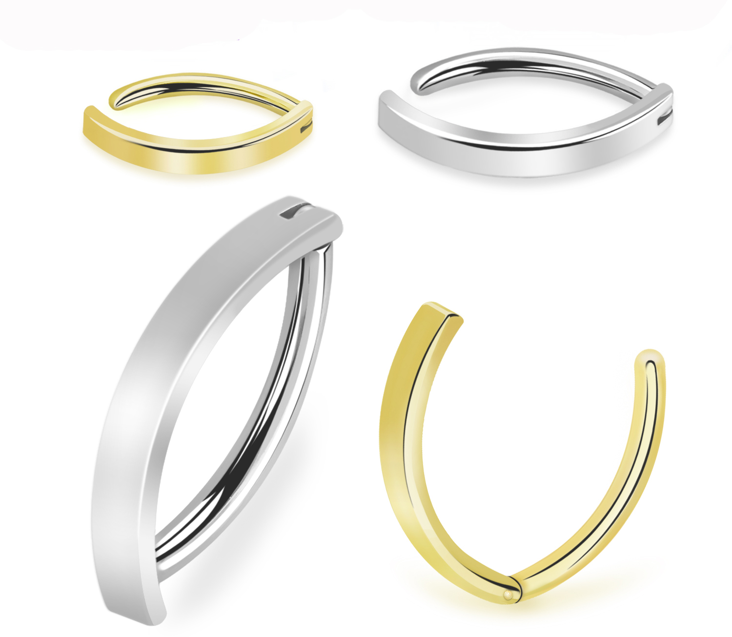 Bauchnabelpiercing Clicker Titan G23 Schild silber goldfarbig Bauchnabelpiercing Clicker Titan G23 Schild silber goldfarbig