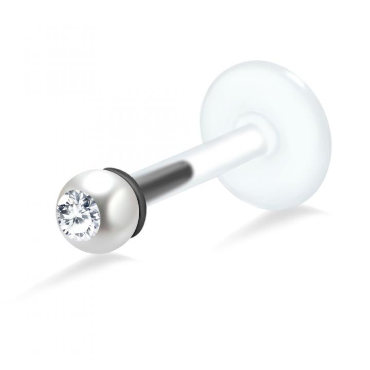 PTFE Tragus Labret Kristallperle silber schwarz goldfarbig roségoldfarbig