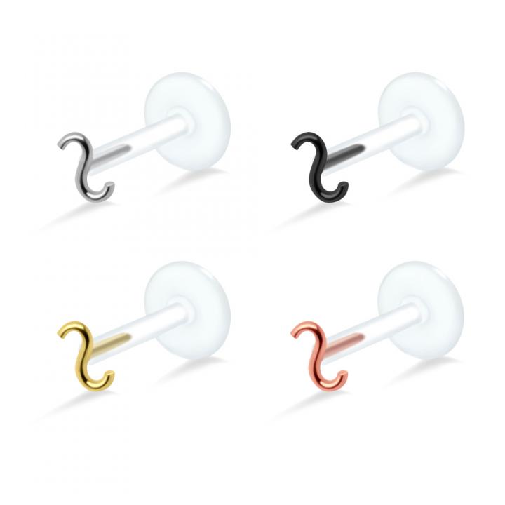 PTFE Tragus Labret Welle silber schwarz goldfarbig roségoldfarbig