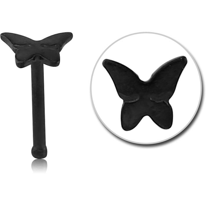 Nasenstecker Pin schwarz Schmetterling 0.8 Stahl Nasenpiercing gerade