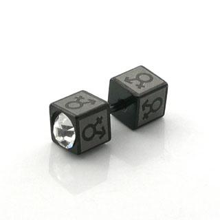 iptqc2 Piercing Fake Ohr Motiv Kristall Cube Stahl Ohrstecker