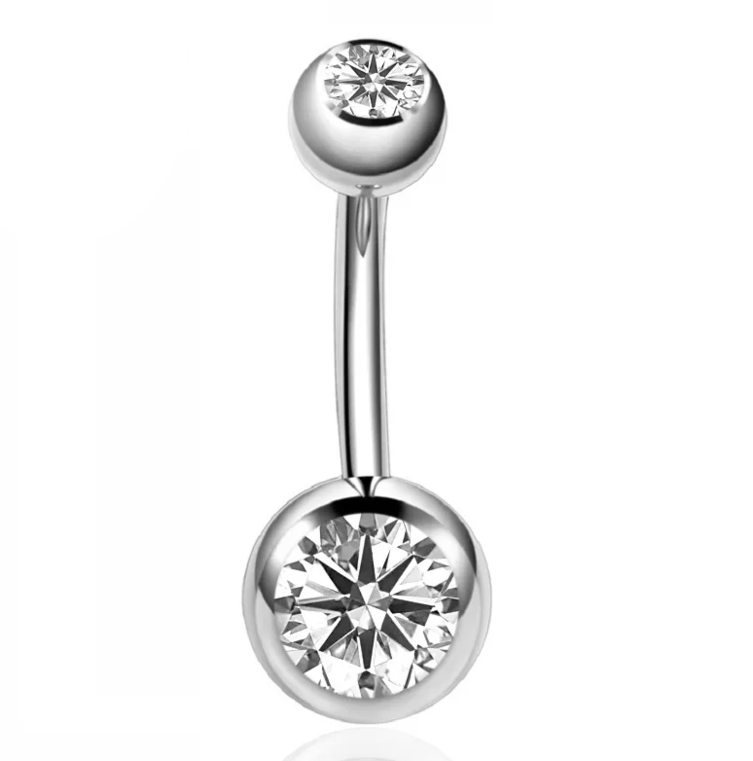 Bauchnabelpiercing Titan G23 mit zwei Kristallkugeln
