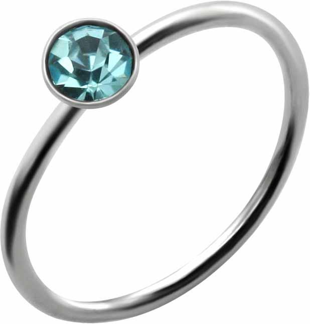 Nasenring Kristall Stein Aquamarin 925er Silber Nasenpiercing