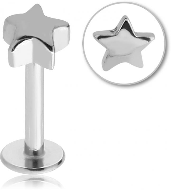 Stahl Piercing Motiv Stern nur Aufsatz oder mit Barbell oder Labret (wählbar)