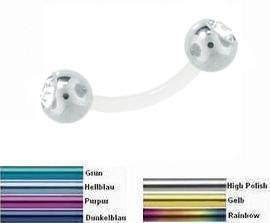 PTFE Piercing Banane Swarovski Kristall Kugeln Titan 13 Farben