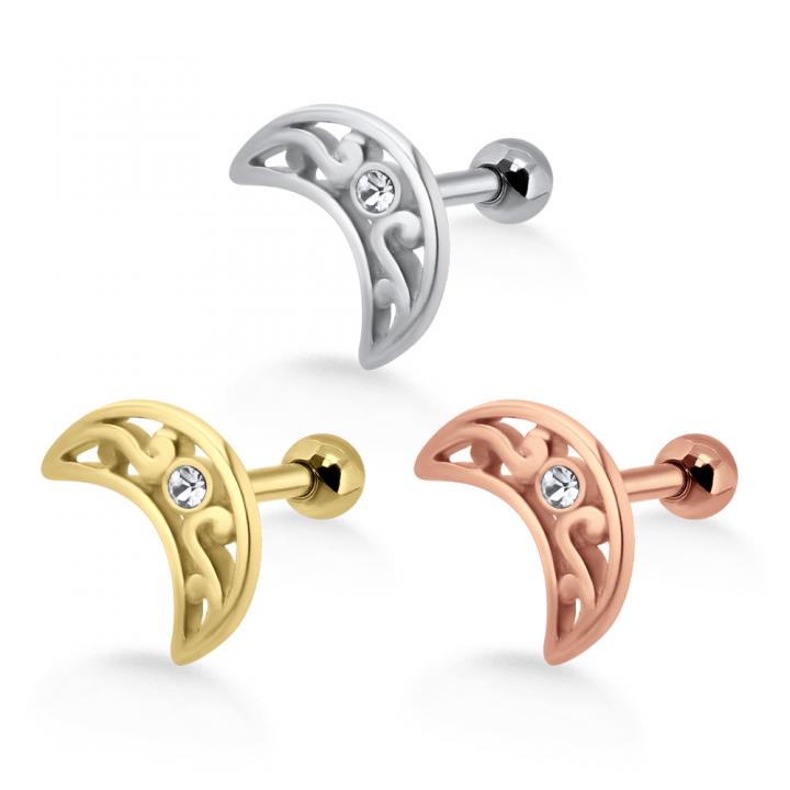 Helix Tragus Piercing Mond silberfarbig goldfarbig roségoldfarbig