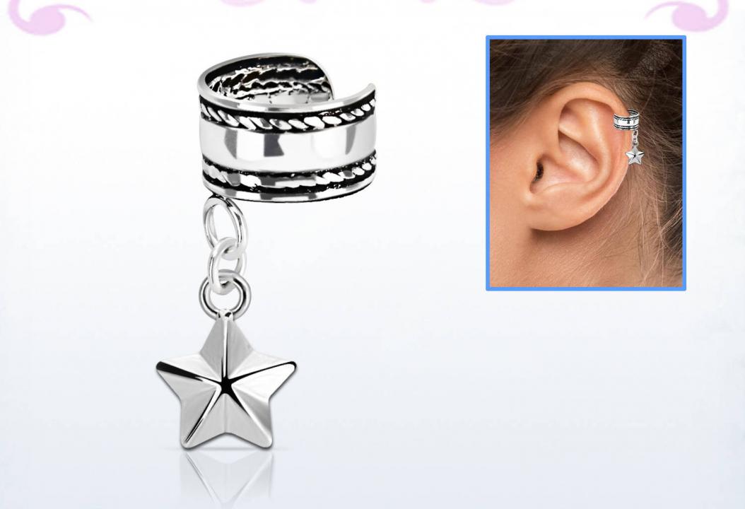 Ohrklemme Ear Cuff aus Silber mit Anhänger Stern