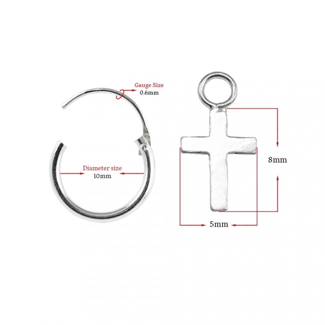 1 Paar Ohrringe 925er Silber mit Anhänger Kreuz