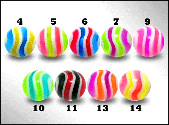 Piercing Acryl Kugel Candy Ball Verschluss 1.6mm Schraubkugel