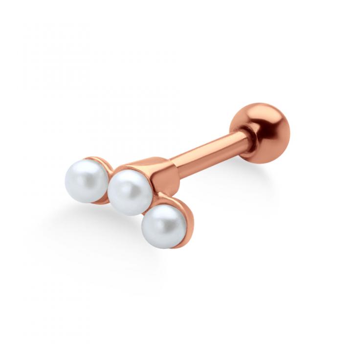 TIP-379p-RO Helix Tragus Piercing 3 Perlen silberfarbig schwarz goldfarbig roségoldfarbig