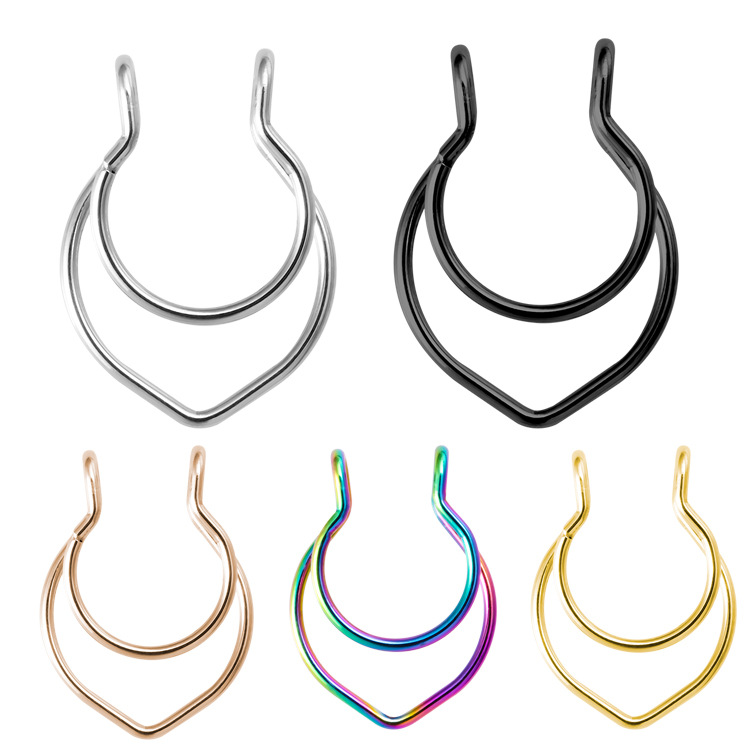 Fake Septum Nasenclip silberfarbig schwarz goldfarbig roségold regenbogen
