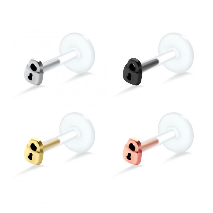 PTFE Tragus Labret Schloss silber schwarz goldfarbig roségoldfarbig