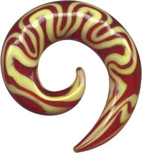 38084 Piercing Dehnungssichel aus Glas rot/gelb Expander Claw