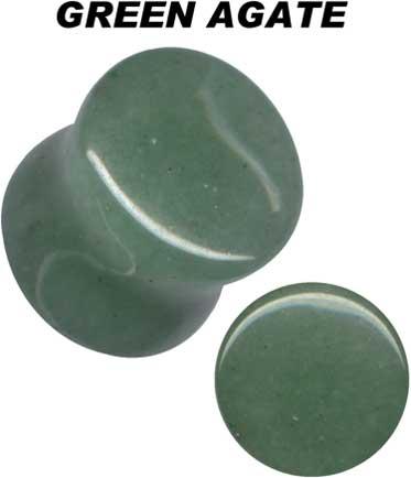 35002 Plug Ohr Piercing aus Achat Oliv Grün Naturstein