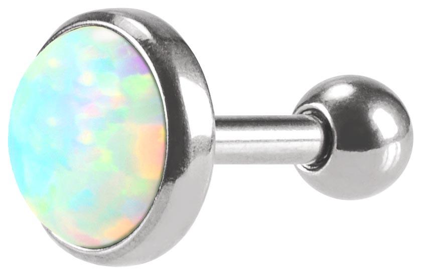 Helix Tragus Piercing silber schwarz gold rosé mit synthetischem Opal  1.2mm x 6mm