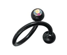 2027_6 Piercing Spirale schwarz Swarovski Kristalle 10 Farben Stahl Twister