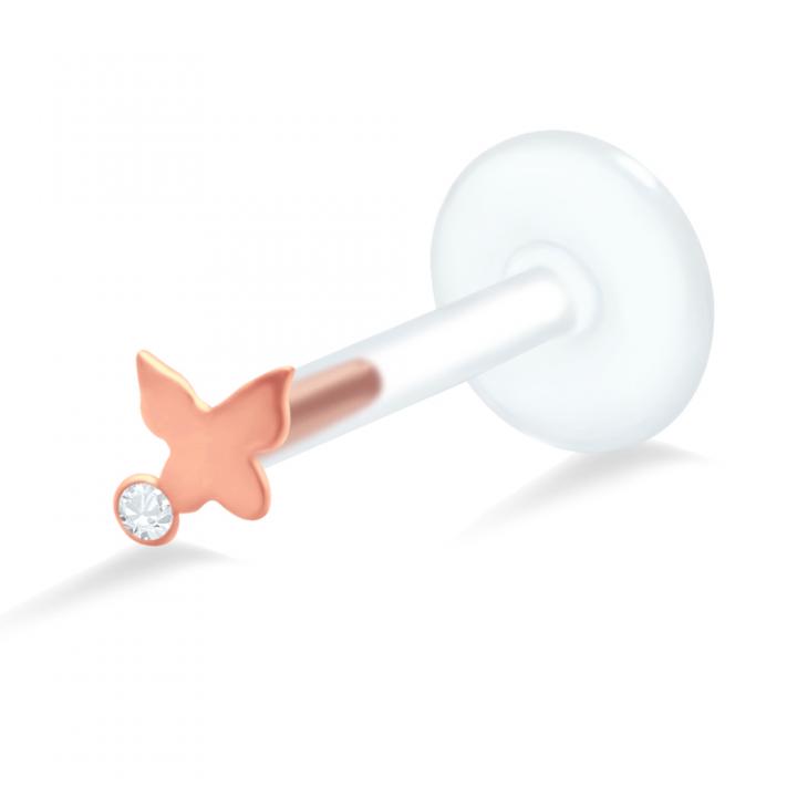 PTFE Tragus Labret Schmetterling II silber schwarz goldfarbig roségoldfarbig