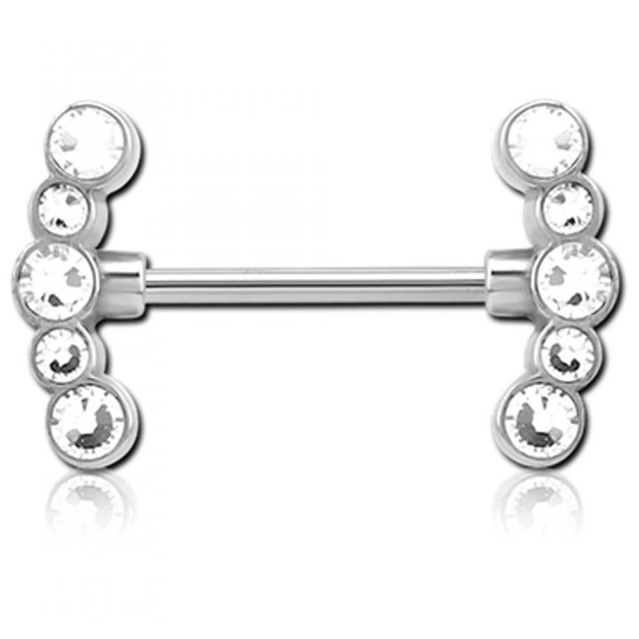 Brustwarzenpiercing  Kristalldesign mit Barbell Nippel Piercing